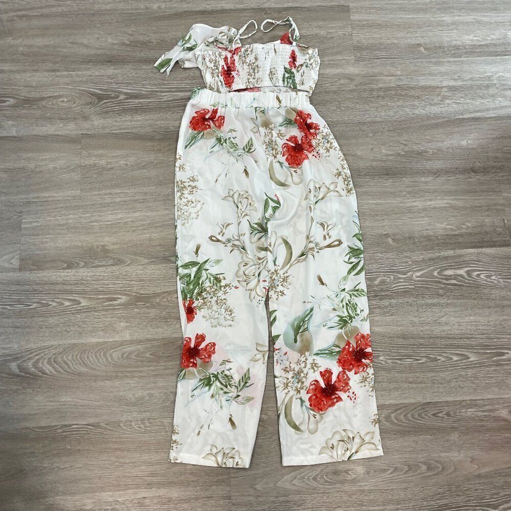 ZAFUL Knot Flower Cami Top And Pants Set - White S - Picture 3 of 6